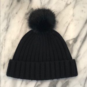 J. Crew Knit Hat with Faux Fur Pom-Pom